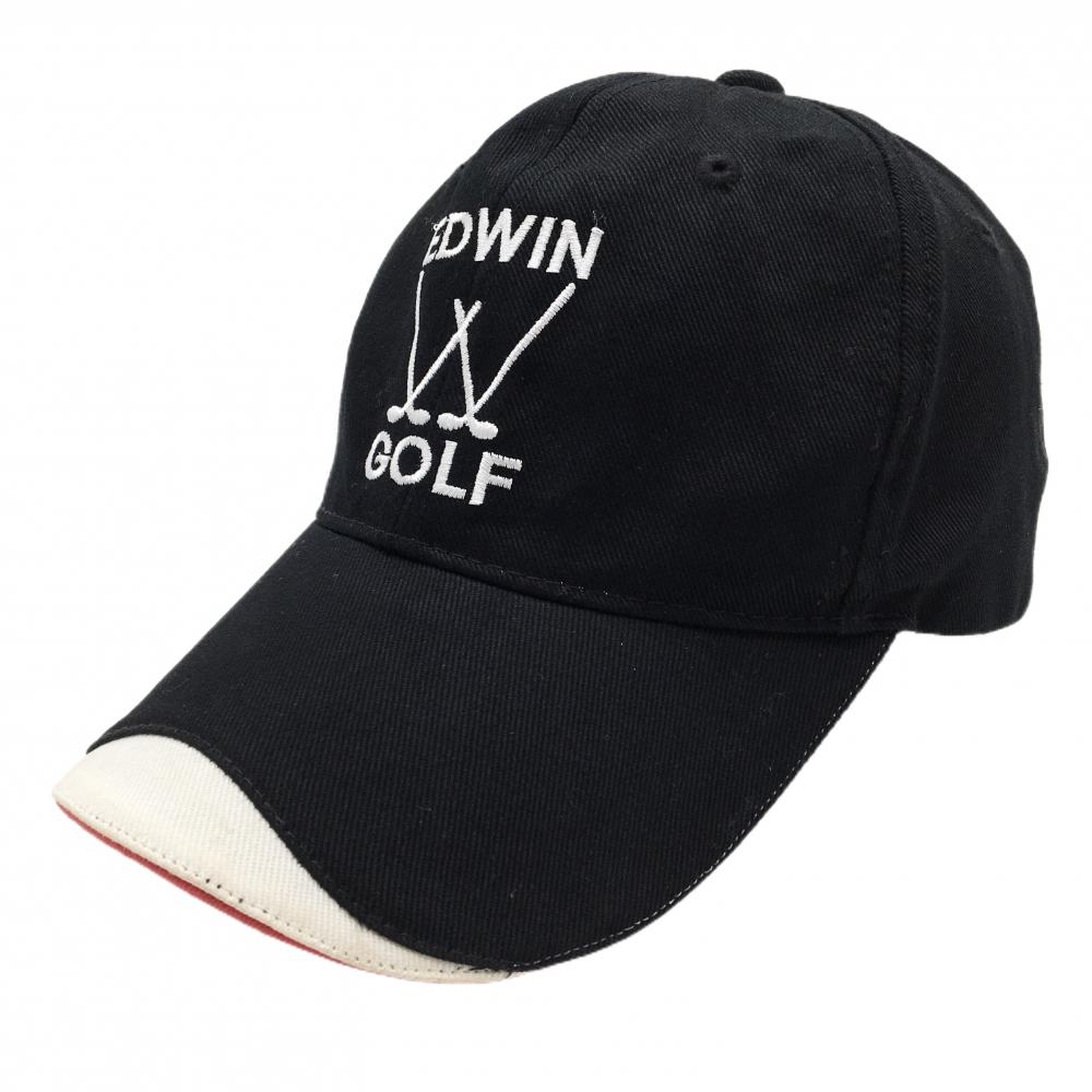 エドウィンゴルフ キャップ 黒×白 フロントロゴ    ゴルフウェア EDWIN GOLF