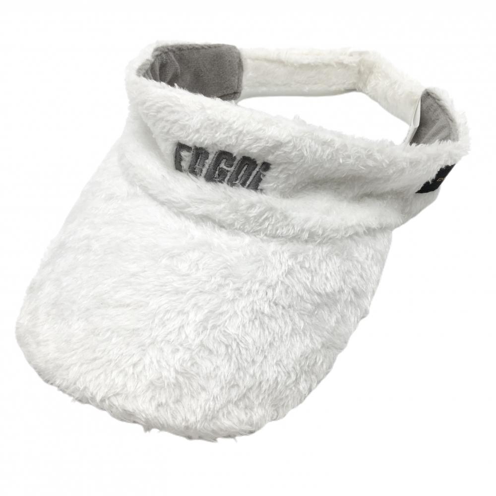 【美品】エドウィン ボアサンバイザー 白×グレー ロゴ FREE   ゴルフウェア EDWIN GOLF