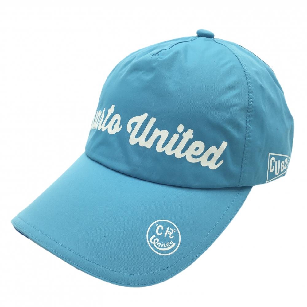 【新品】クアルトユナイテッド キャップ ライトブルー×白 ロゴプリント 裏地メッシュ F  ゴルフウェア CUARTO UNITED