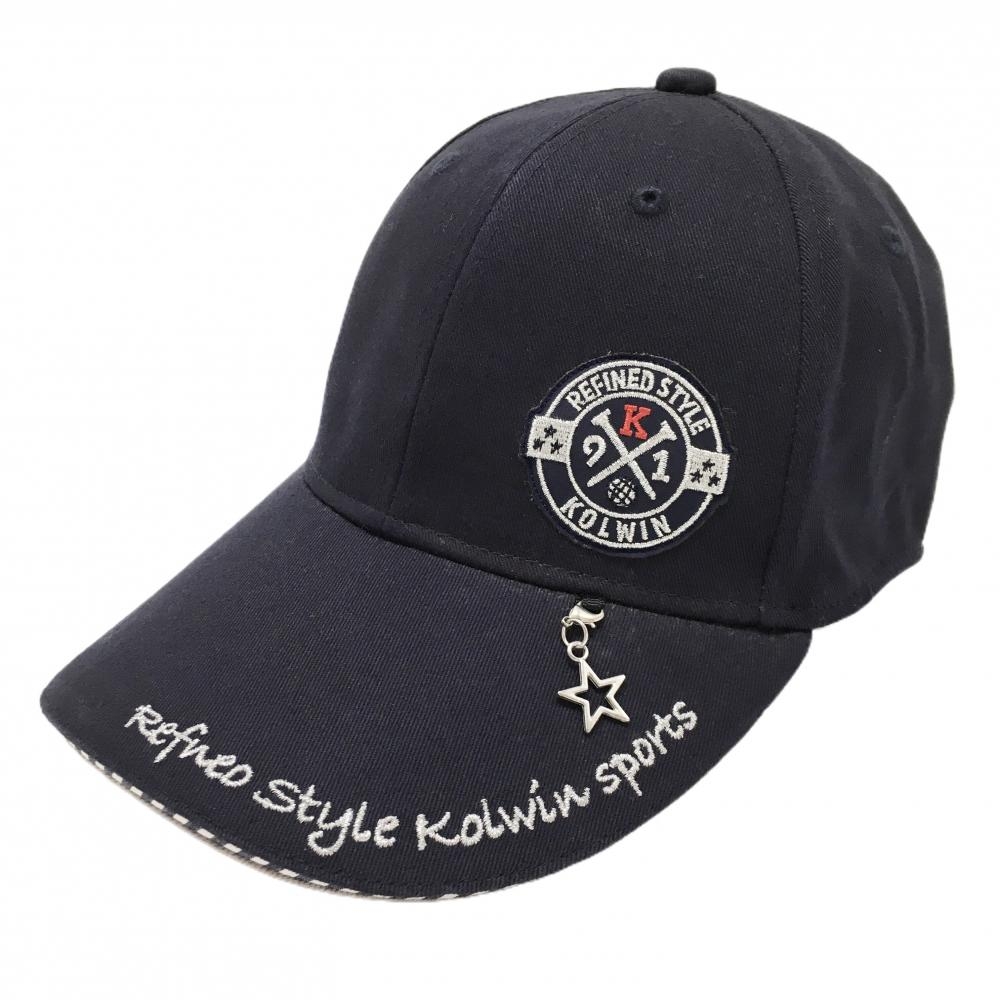 コルウィン キャップ ネイビー ロゴシルバー チャーム着脱可 フリー   ゴルフウェア Kolwin