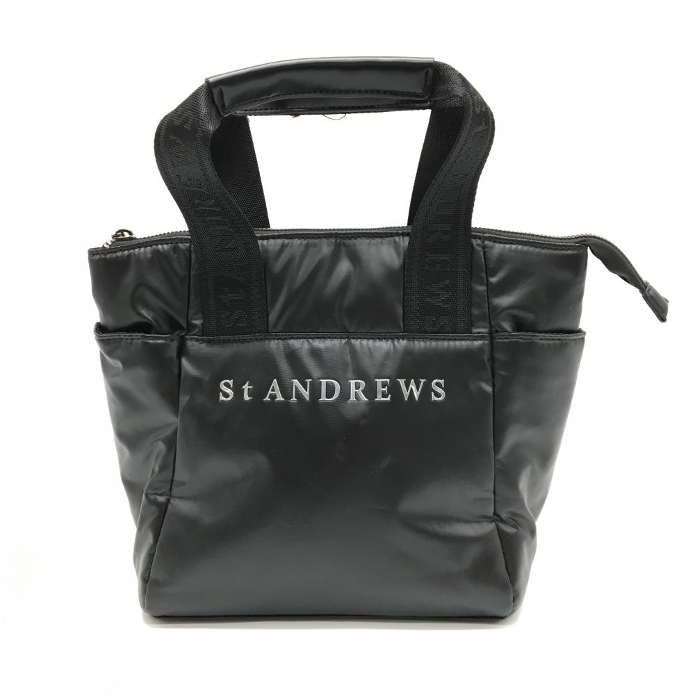 【超美品】セントアンドリュース カートバッグ 黒×シルバー 持ち手ロゴゴルフ St ANDREWS