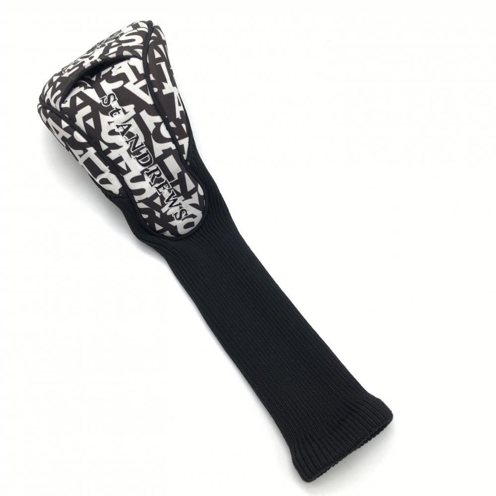 【美品】セントアンドリュース ヘッドカバー(DR) 黒×白 ロゴ総柄 ドライバー ゴルフ St ANDREWS