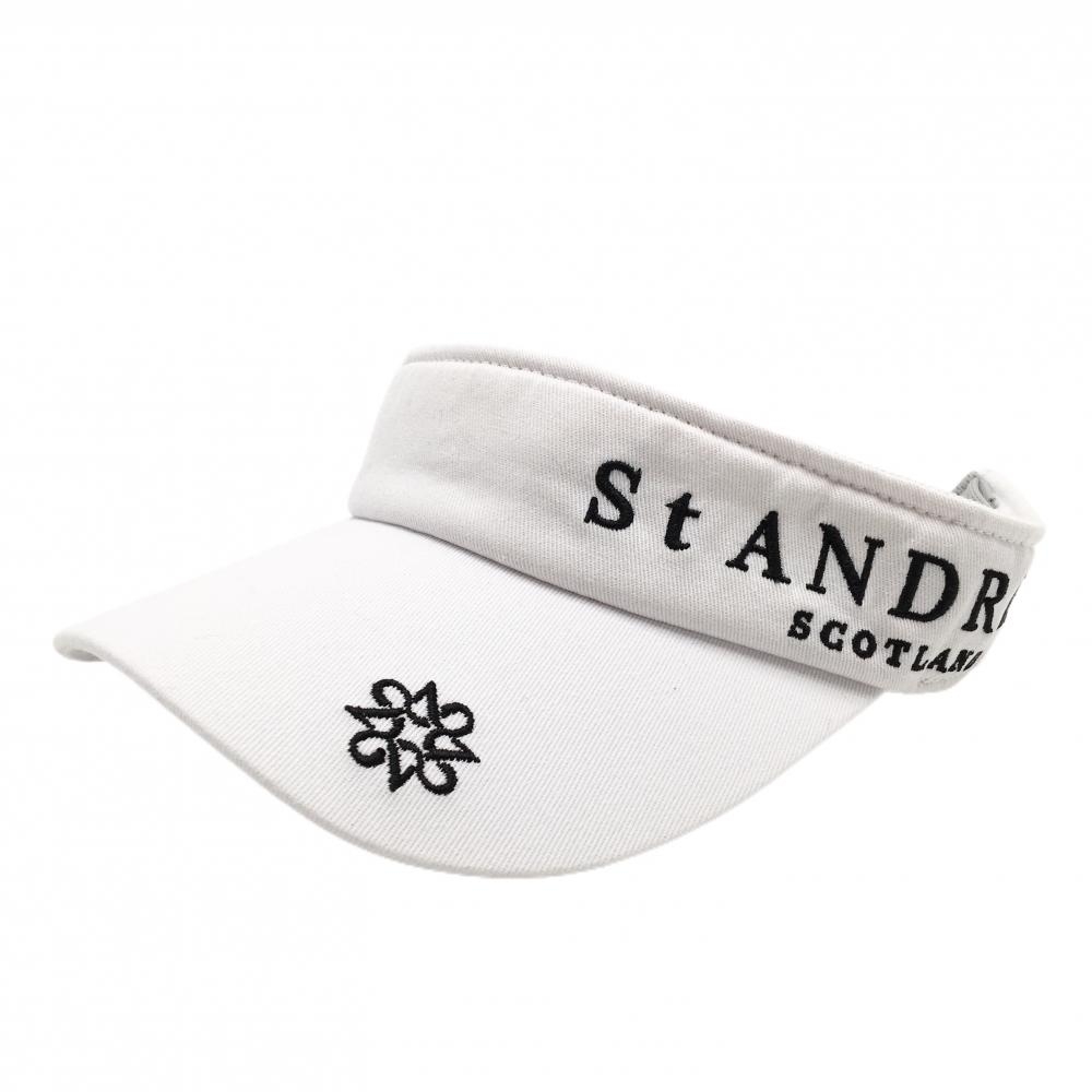 セントアンドリュース サンバイザー 白×黒 ロゴ刺しゅう FR   ゴルフウェア St ANDREWS