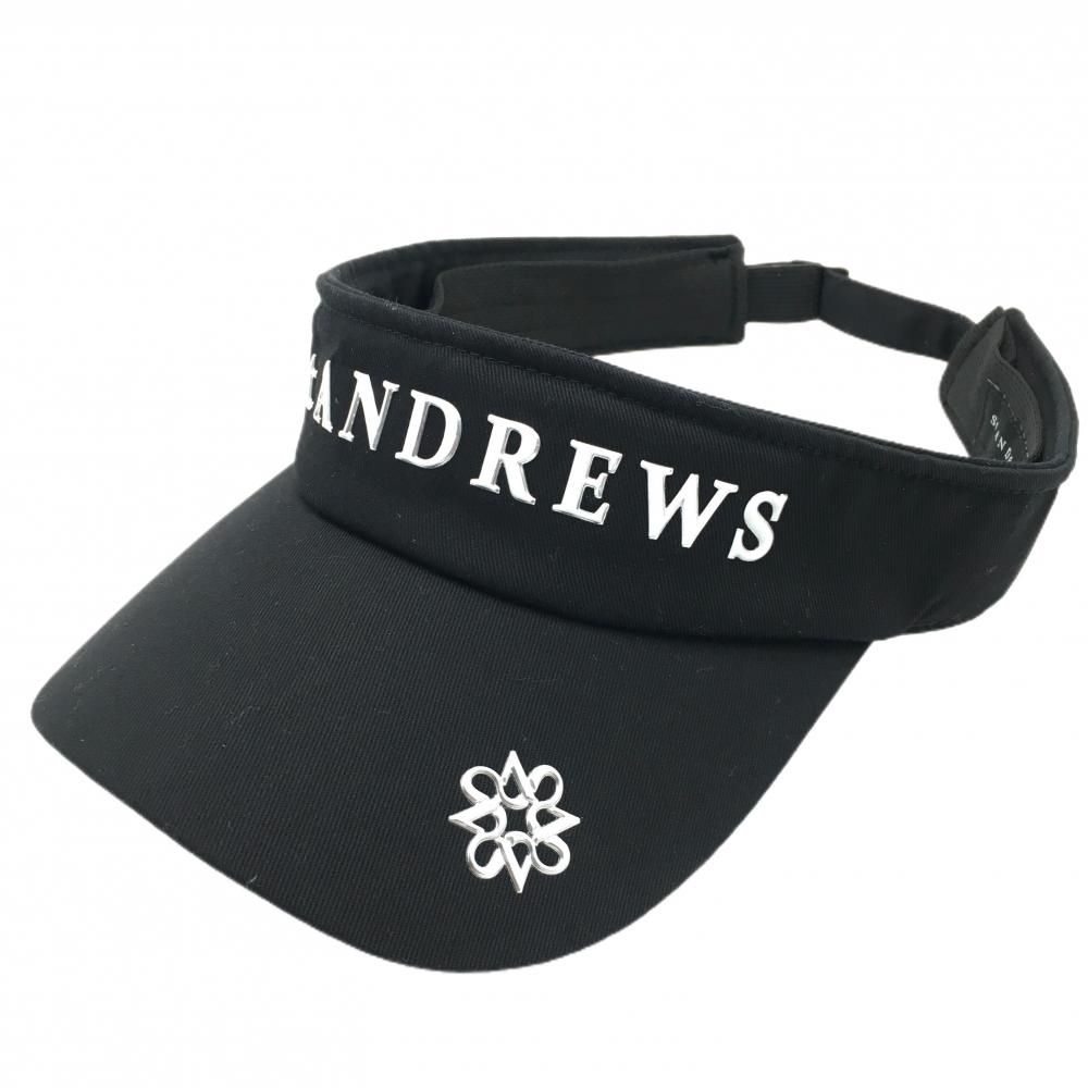 セントアンドリュース サンバイザー 黒×白 ロゴ FR   ゴルフウェア 2024年モデル St ANDREWS