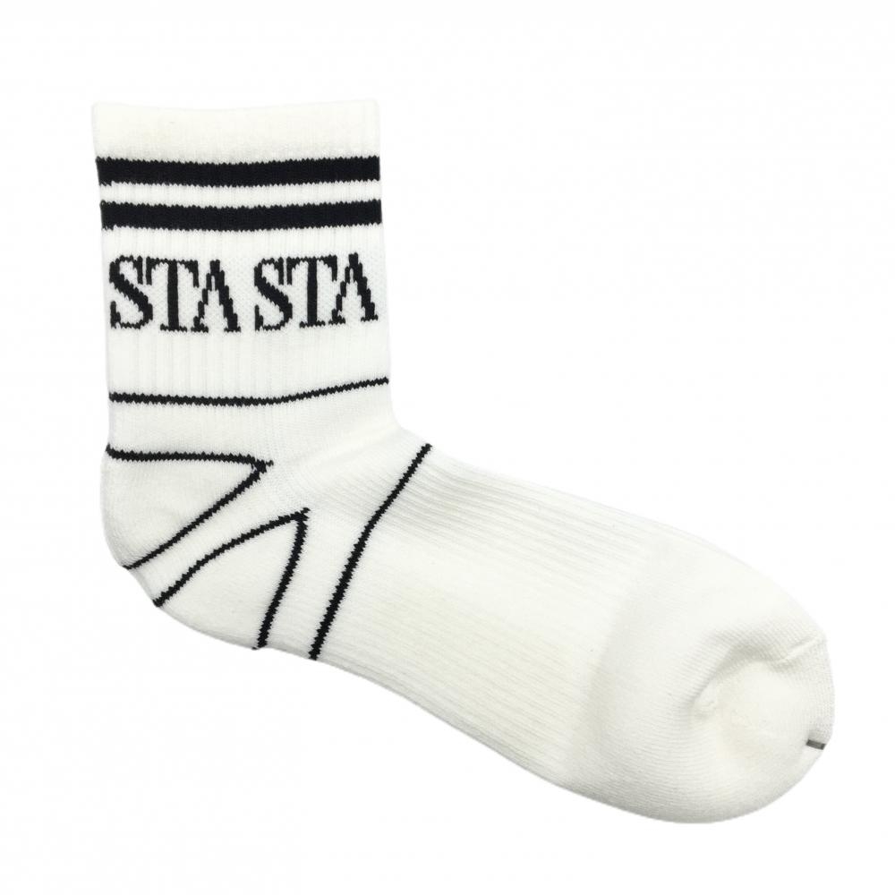 【新品】セントアンドリュース ソックス 白×黒 リブ ロゴ M/L   ゴルフウェア St ANDREWS