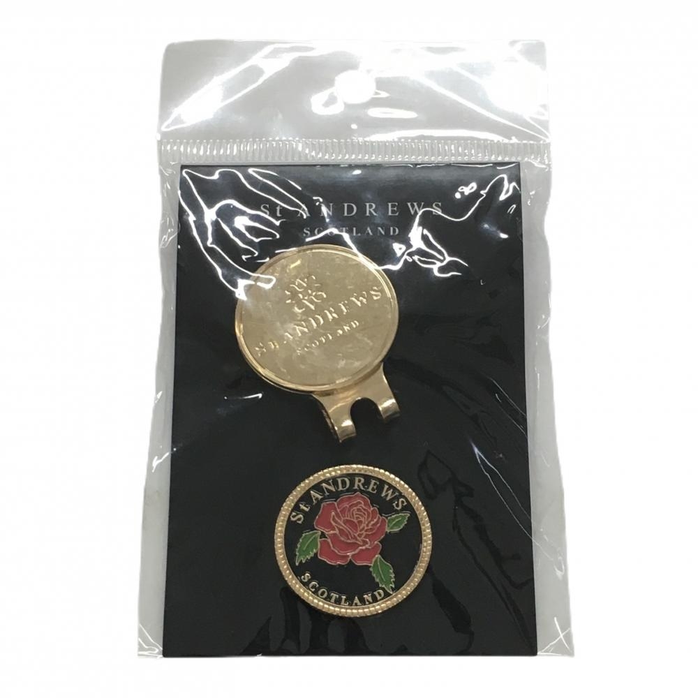 【新品】セントアンドリュース クリップマーカー ゴールド×レッド 花ゴルフ St ANDREWS
