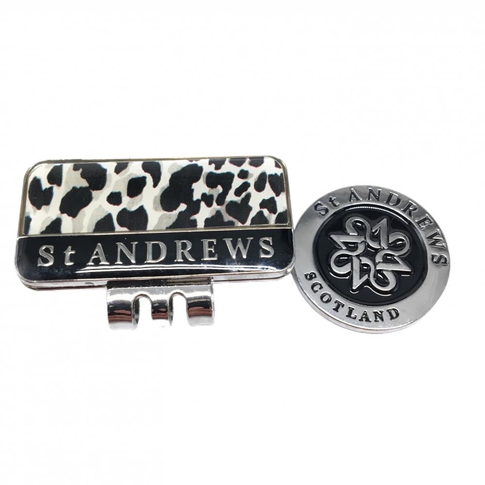【新品】セントアンドリュース クリップマーカー 黒×シルバー ロゴ  ゴルフ St ANDREWS