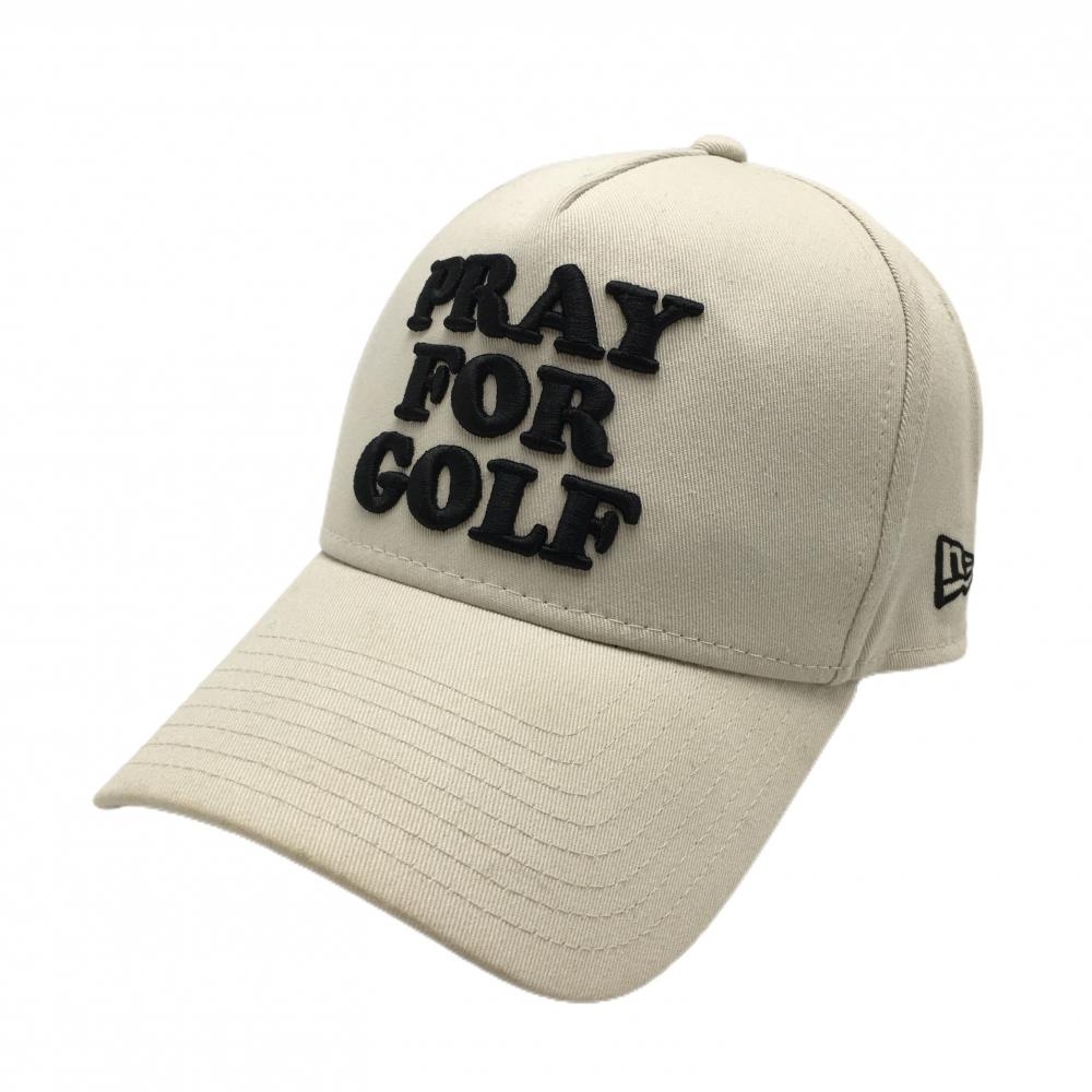 【超美品】ニューエラ キャップ ライトベージュ×黒 立体ロゴ刺しゅう   ゴルフウェア New Era