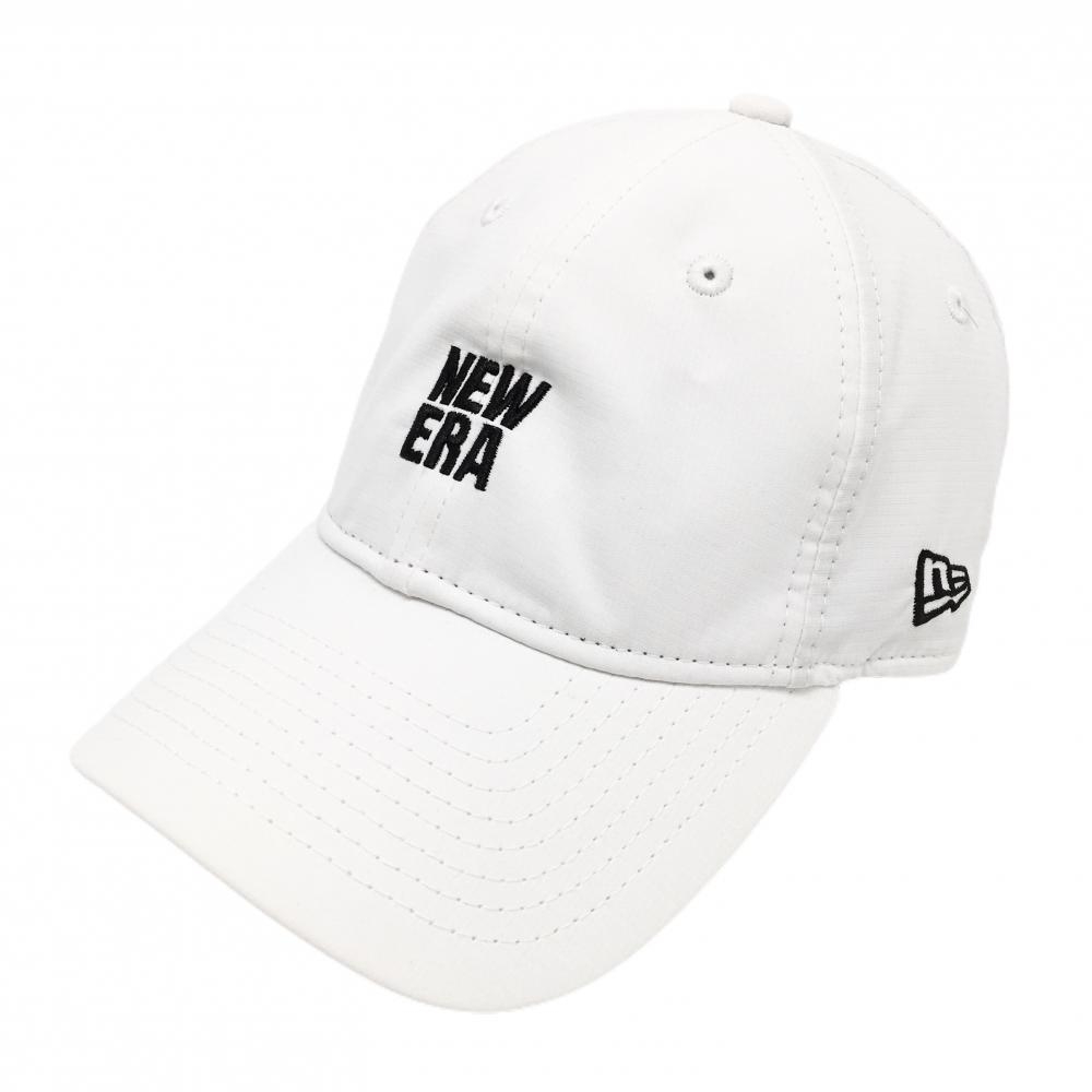 【美品】ニューエラ キャップ 白×黒 裏地一部メッシュ ロゴ刺しゅう  ゴルフウェア New Era