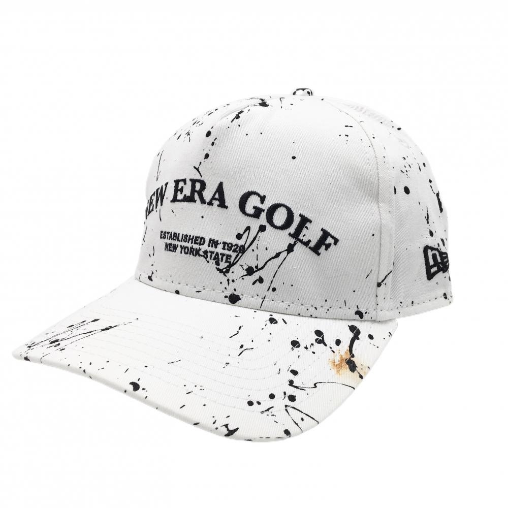 ニューエラ キャップ 白×黒 ペイント柄 ロゴ    ゴルフウェア New Era