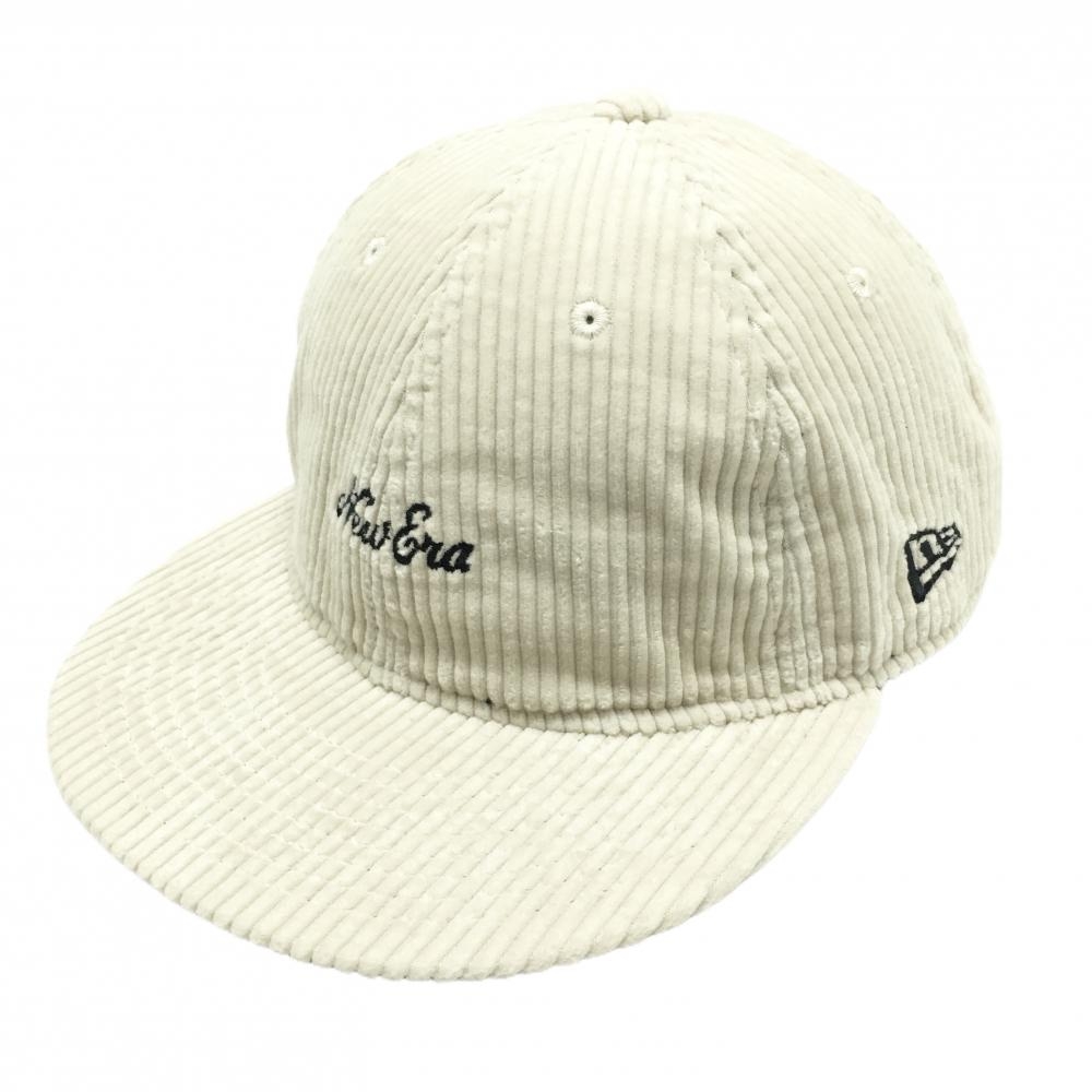 【新品】ニューエラ フラットキャップ ライトベージュ コーデュロイ 抗菌 ロゴ OSFA   ゴルフウェア New Era