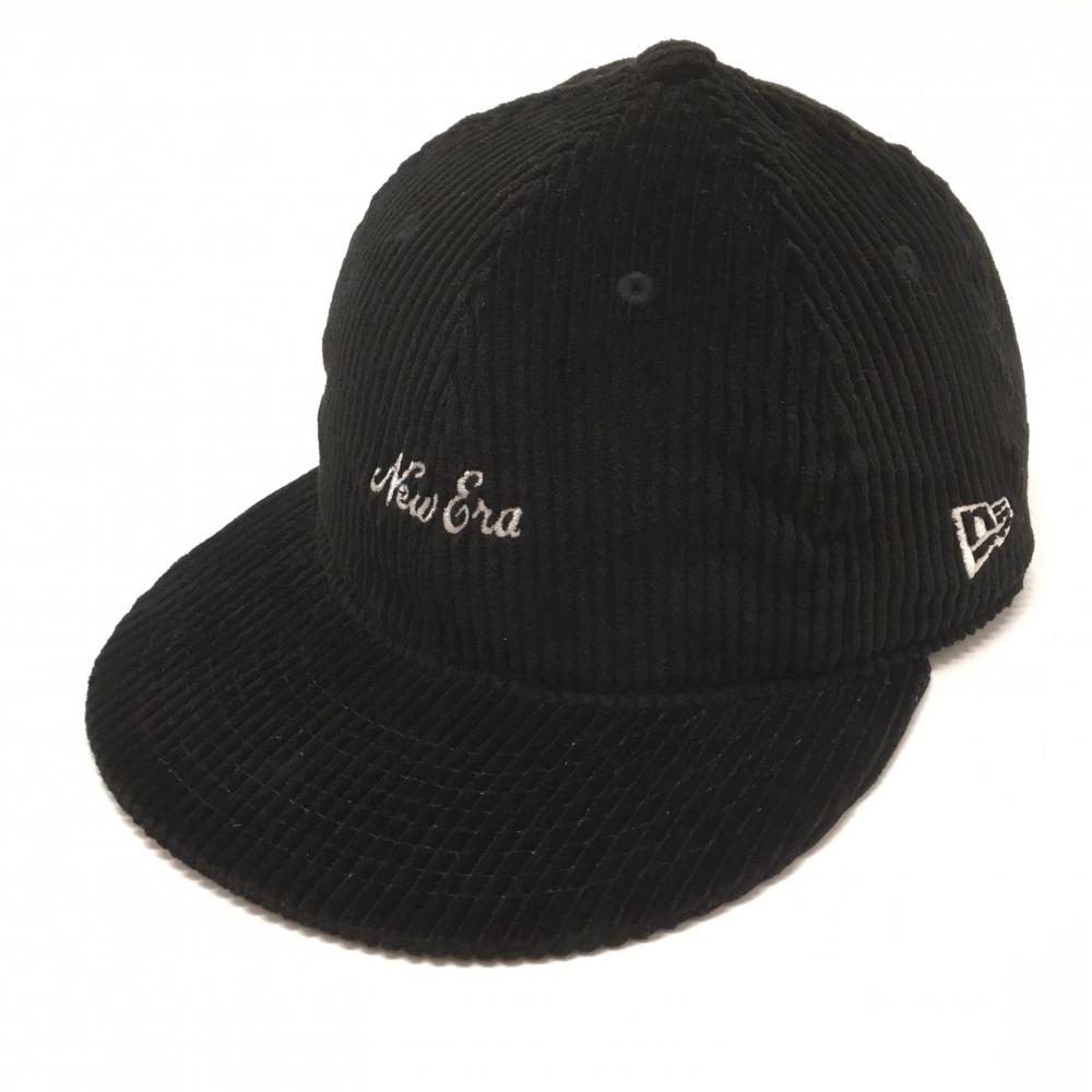 【新品】ニューエラ フラットキャップ 黒 コーデュロイ 抗菌 ロゴ   ゴルフウェア New Era
