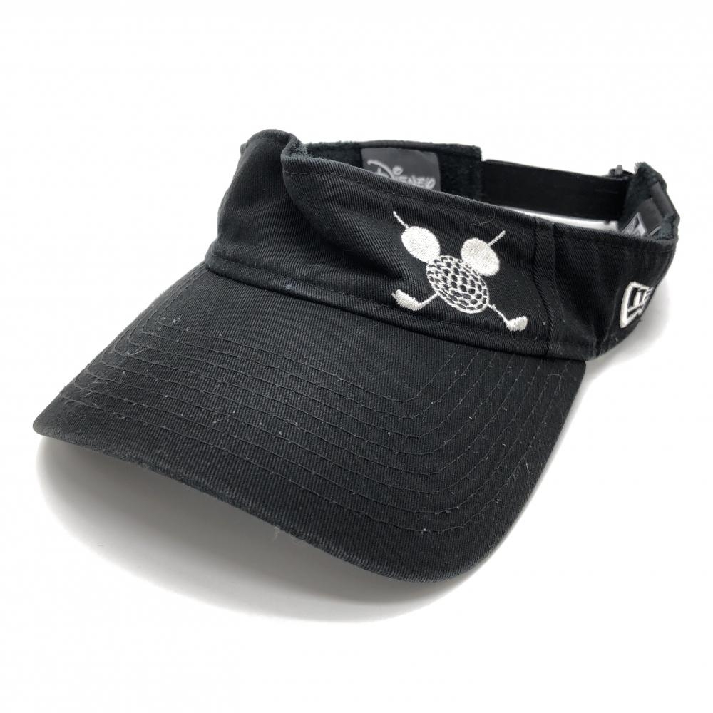 ニューエラ×Disney サンバイザー 黒×白 刺しゅう 内側パイル地  ゴルフウェア New Era
