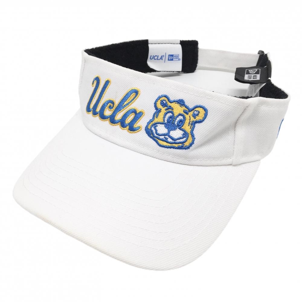 【美品】ニューエラ サンバイザー 白×ライトブルー ロゴ刺しゅう    ゴルフウェア New Era