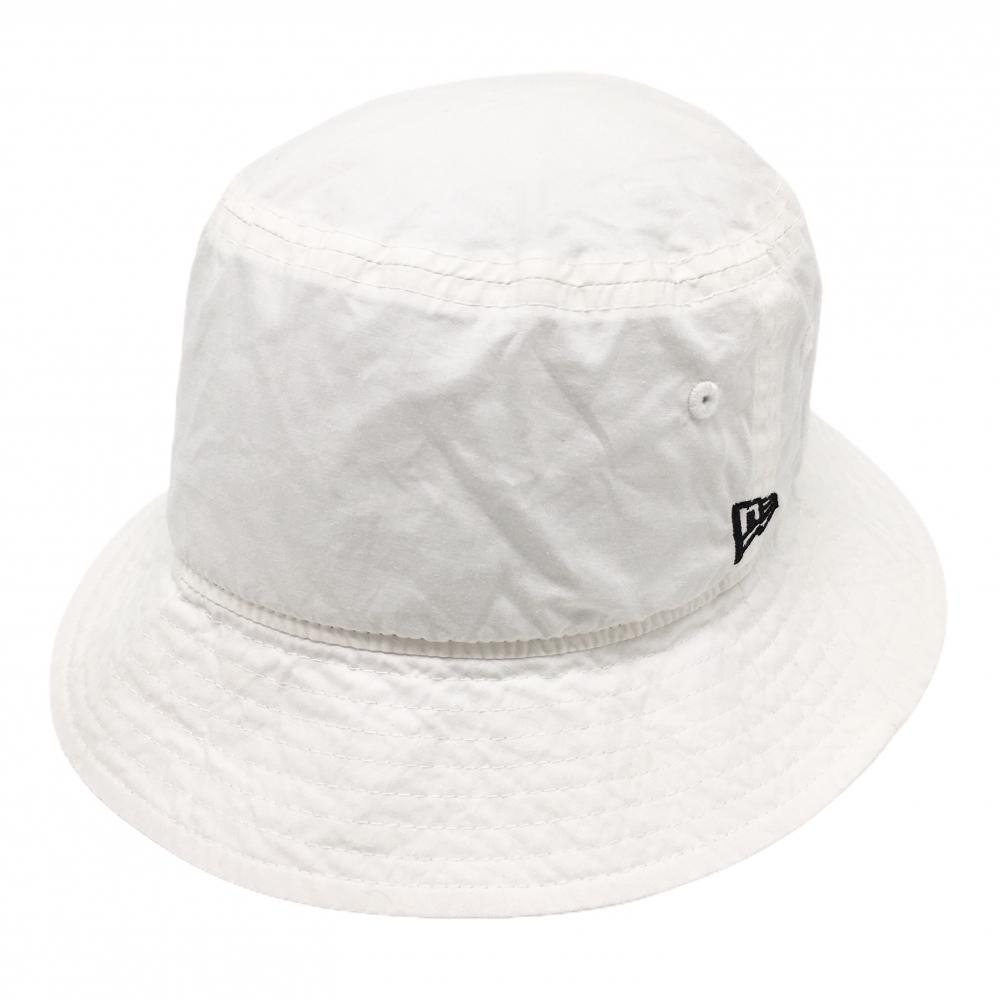 【超美品】ニューエラ バケットハット 白 コットン100％ ロゴ刺しゅう  SMALL/MEDIUM   ゴルフウェア New Era