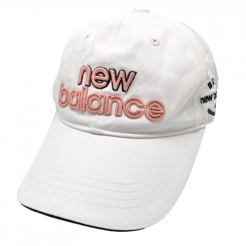 【美品】ニューバランスゴルフ キャップ 白×ピンク ロゴ刺しゅう FR   ゴルフウェア New Balance