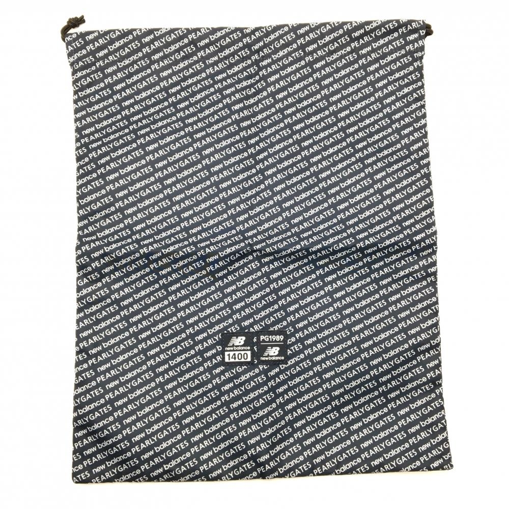 【未使用品】ニューバランス×パーリーゲイツ シューズケース ネイビー×白 ロゴ総柄 巾着 ゴルフ New Balance