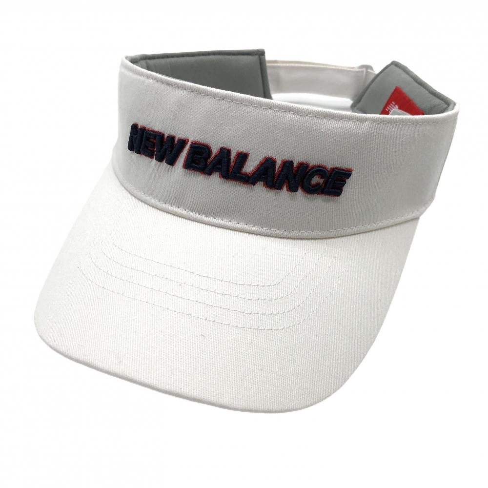 【超美品】ニューバランスゴルフ サンバイザー 白×ネイビー 立体ロゴ刺しゅう FR  ゴルフウェア New Balance