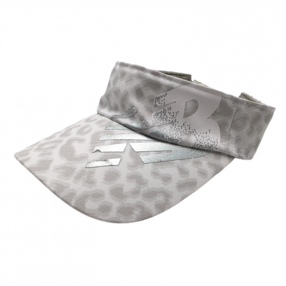 【美品】ニューバランスゴルフ サンバイザー 白×ライトグレー レオパード柄 ロゴ  FR   ゴルフウェア New Balance