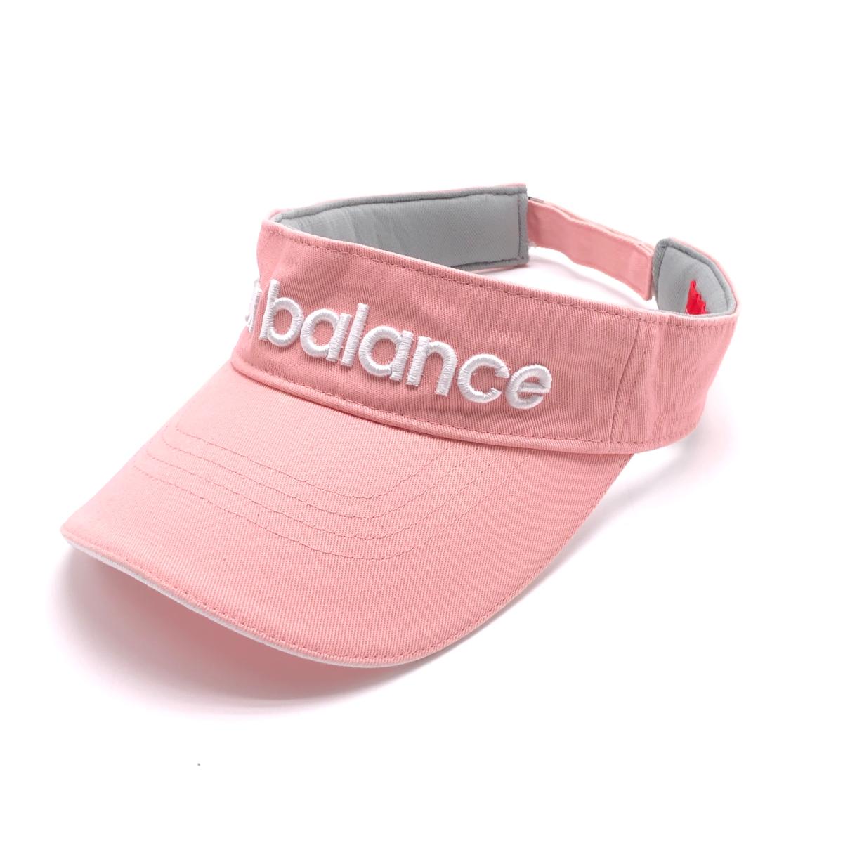 【美品】ニューバランスゴルフ サンバイザー ライトピンク×白 立体ロゴ  FR   ゴルフウェア New Balance