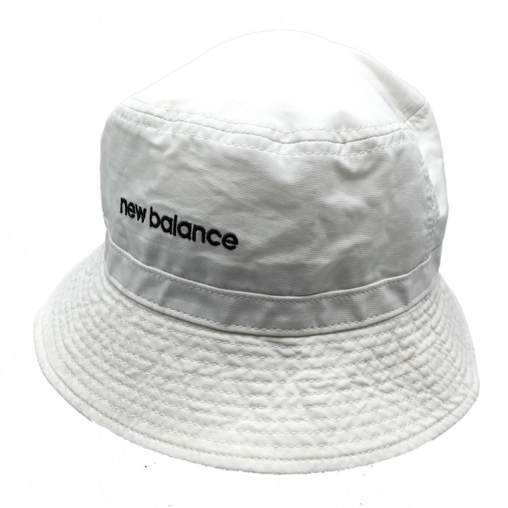 【超美品】ニューバランスゴルフ バケットハット 白系×黒 ロゴ刺しゅう FR   ゴルフウェア New Balance