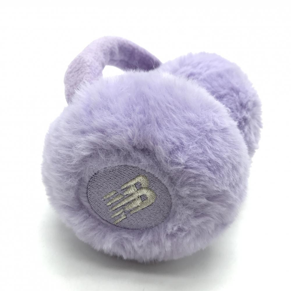 【超美品】ニューバランス イヤーマフ パープル フェイクファー 耳当て ロゴ刺しゅう  ゴルフウェア New Balance