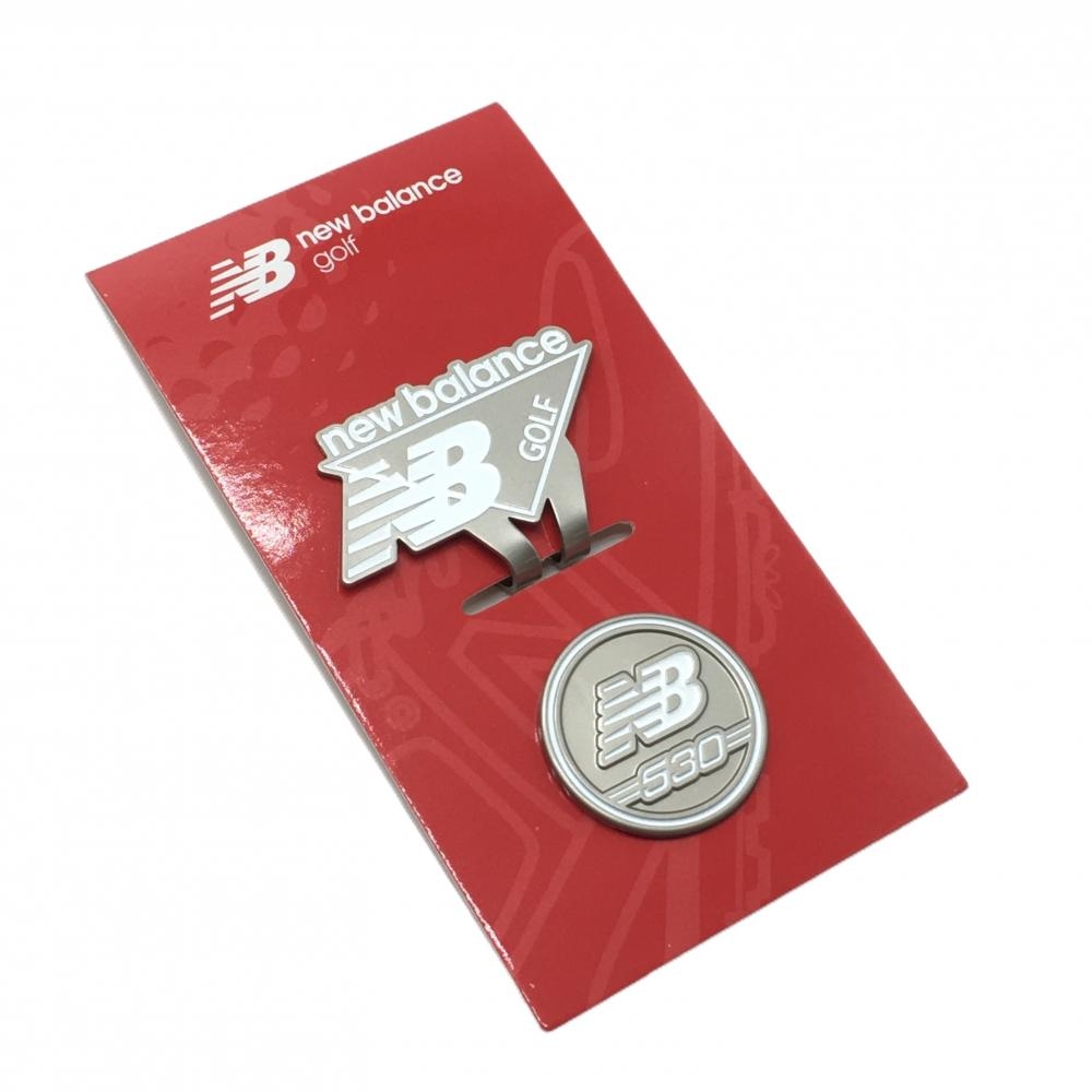 【新品】ニューバランスゴルフ マグネット式クリップマーカー シルバー×白 ロゴ ゴルフ New Balance