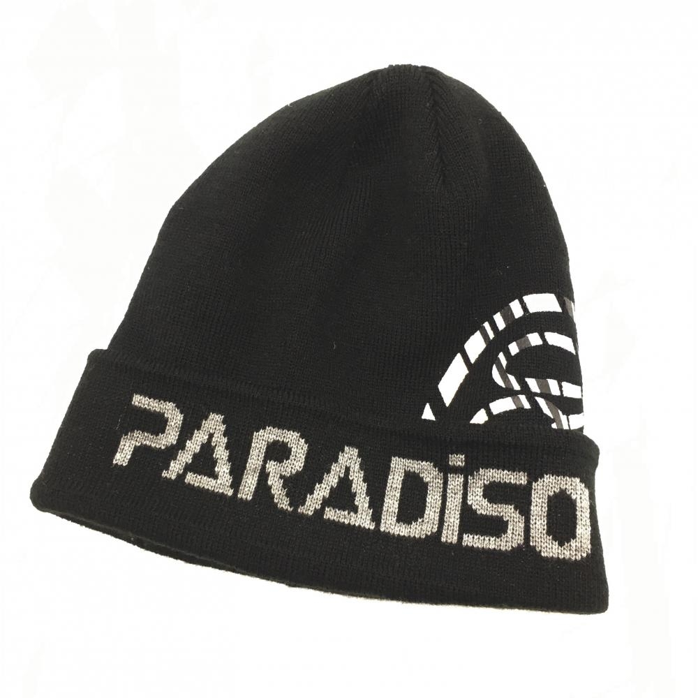 【超美品】パラディーゾ ニット帽 黒×グレー  フリーサイズ(約56-59cm) ゴルフウェア Paradiso 画像