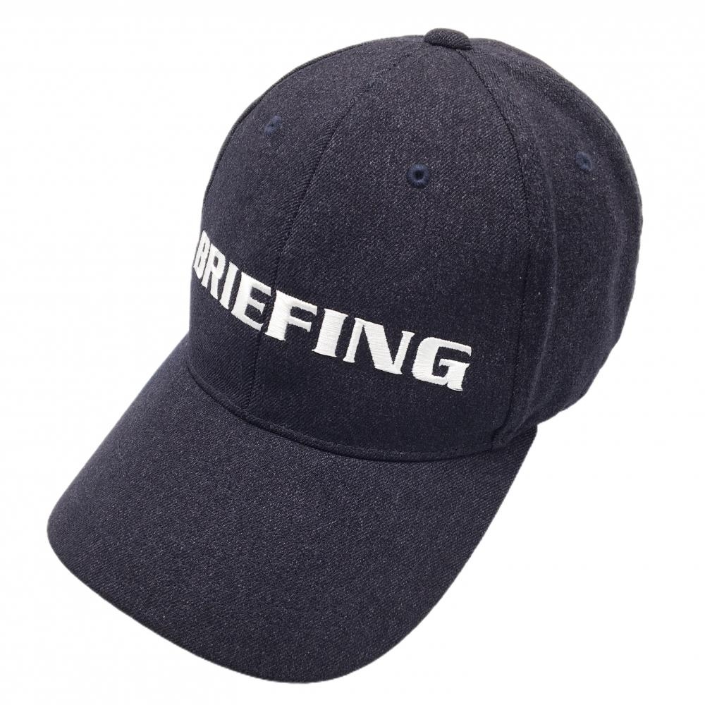【超美品】ブリーフィング キャップ ネイビー×白 ロゴ刺しゅう 微起毛 FREE   ゴルフウェア BRIEFING