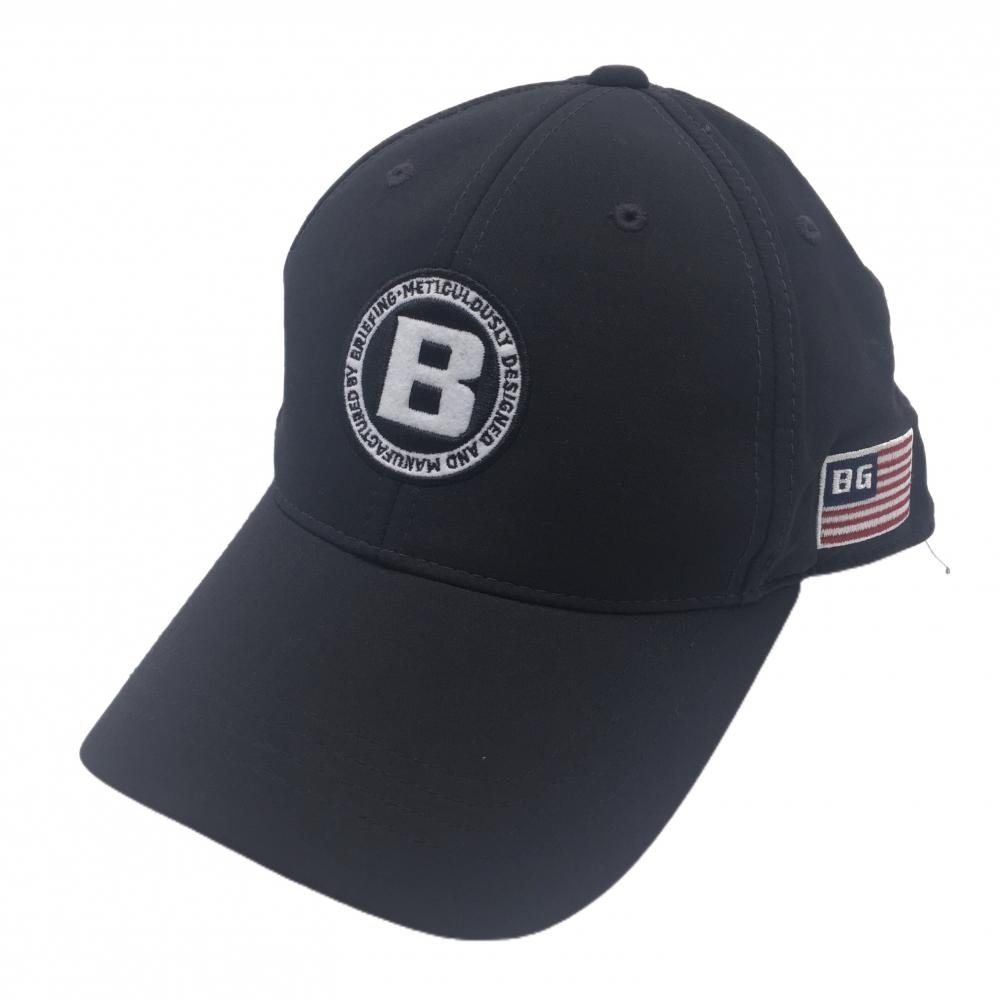 【美品】ブリーフィング キャップ 黒 ワッペン 星条旗  FREE   ゴルフウェア BRIEFING