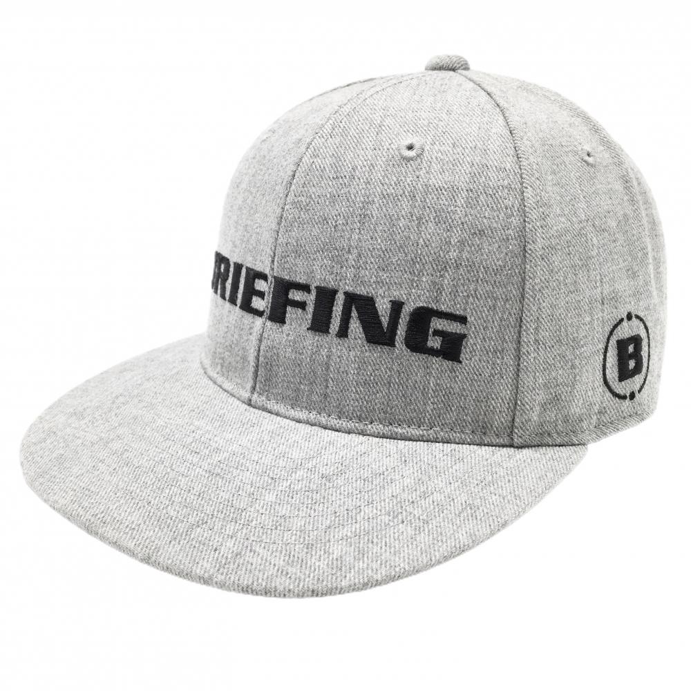 【超美品】ブリーフィング キャップ ライトグレー×黒 ロゴ刺しゅう 星条旗風 ウール混 FREE   ゴルフウェア BRIEFING
