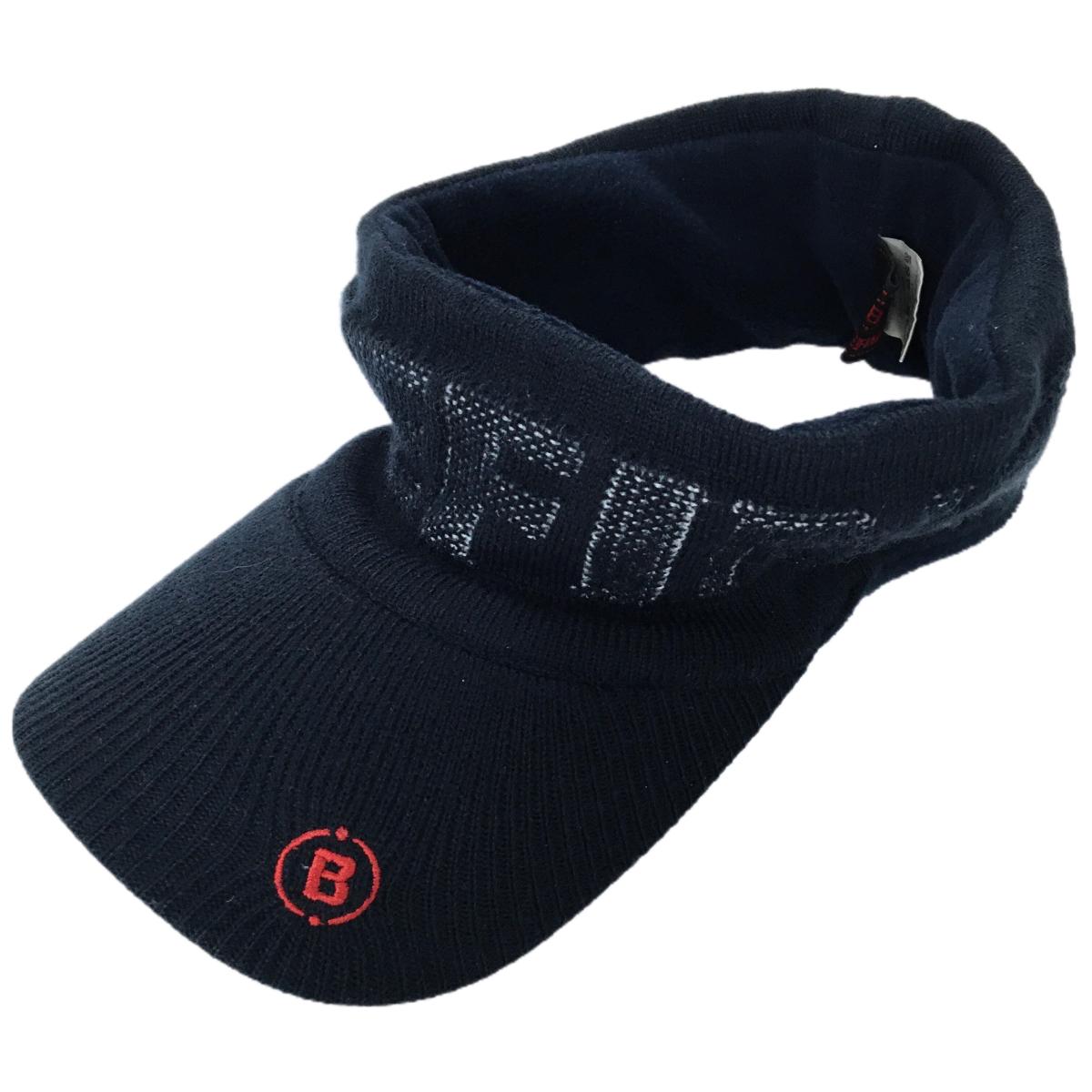 【美品】ブリーフィング ニットサンバイザー ダークネイビー×白 内側フリース ビッグロゴ FREE   ゴルフウェア BRIEFING