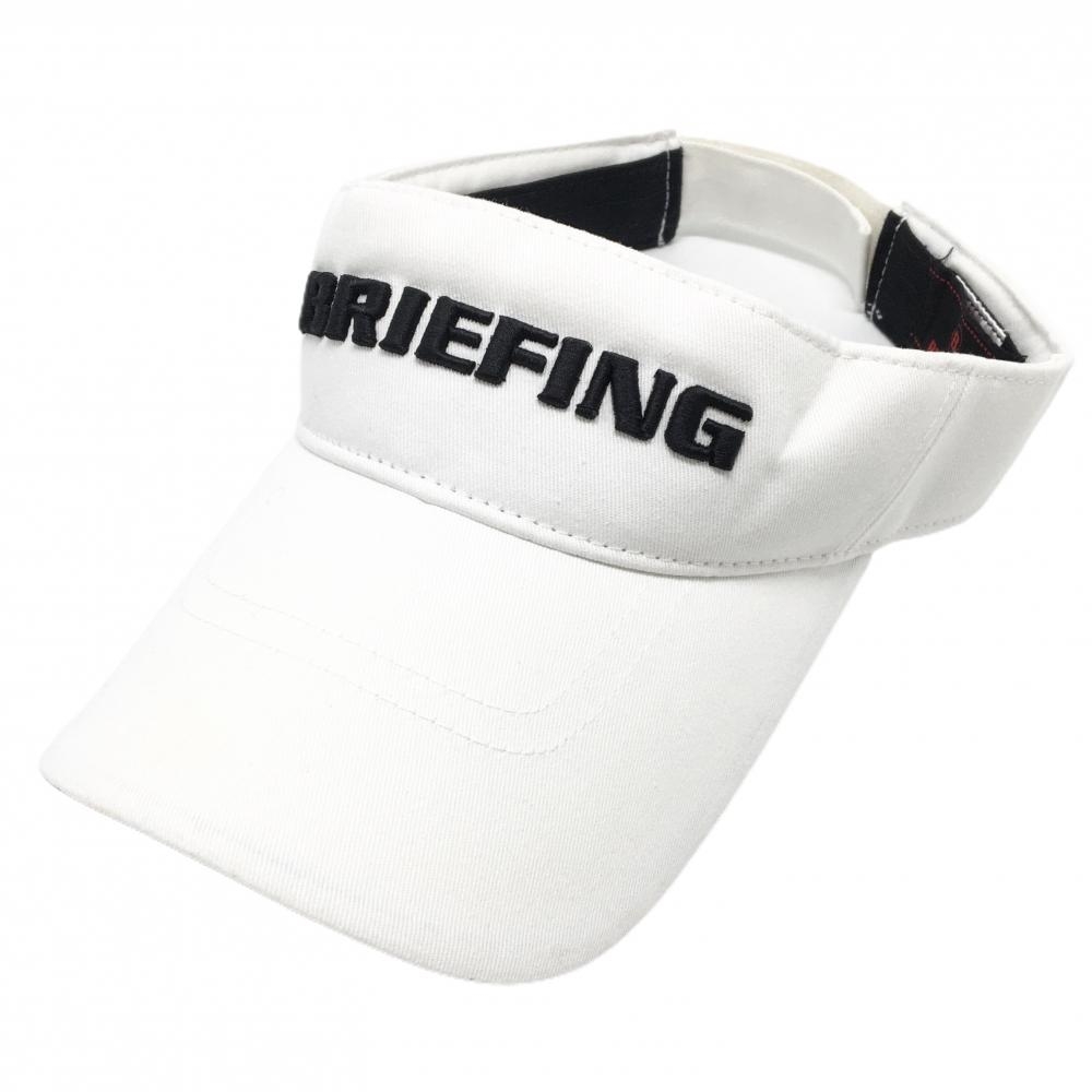 【美品】ブリーフィング サンバイザー 白×黒 ロゴ刺しゅう FREE   ゴルフウェア BRIEFING