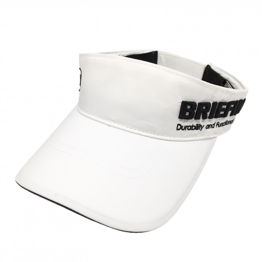 【美品】ブリーフィング サンバイザー 白×黒 ロゴ刺しゅう  FREE   ゴルフウェア BRIEFING