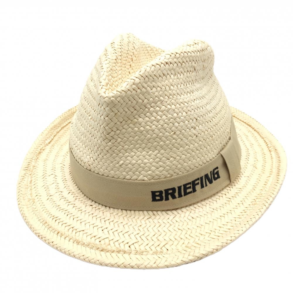 【美品】ブリーフィング 中折れハット ベージュ ストローハット M   ゴルフウェア BRIEFING