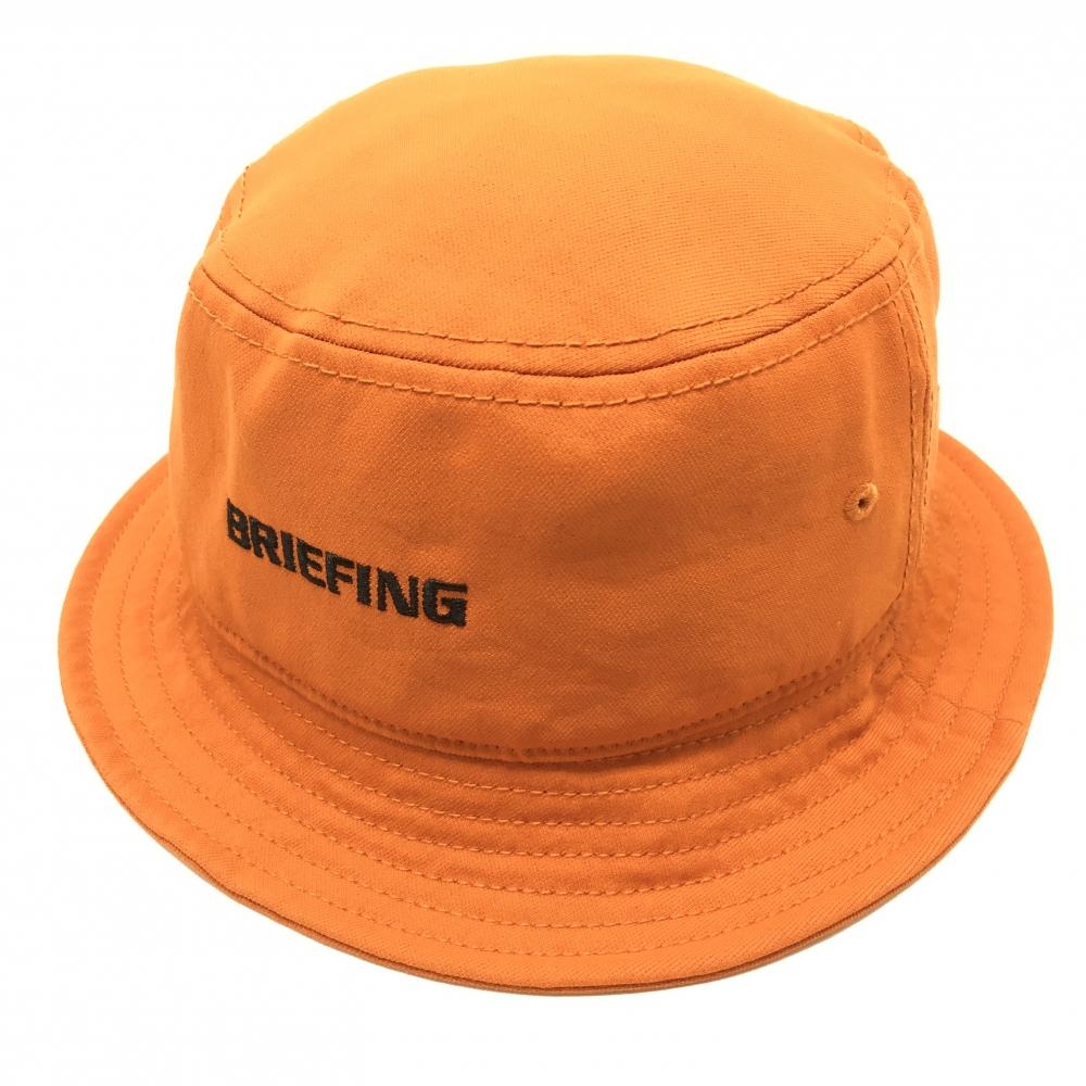 【超美品】ブリーフィング バケットハット オレンジ系 ロゴ刺しゅう M   ゴルフウェア BRIEFING