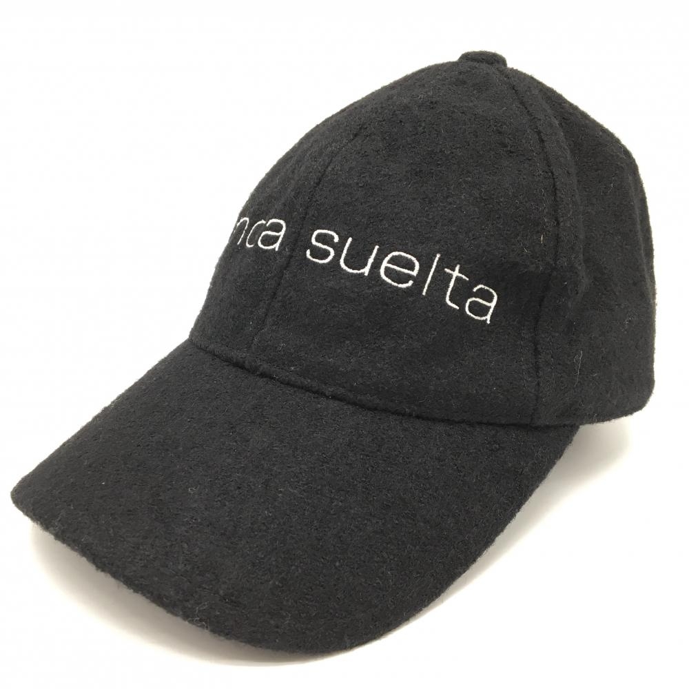 【超美品】リエンダスエルタ キャップ 黒×白 ウール混 55.5cm（フリー） ゴルフウェア rienda suelta