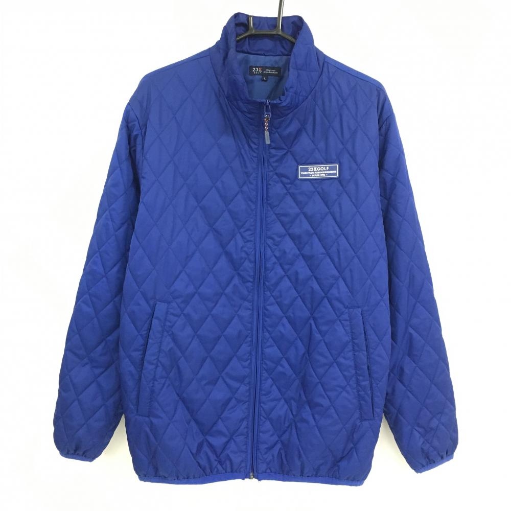 【美品】23区ゴルフ 中綿ジャケット ブルー キルティング ラバーワッペン メンズ L ゴルフウェア 23区