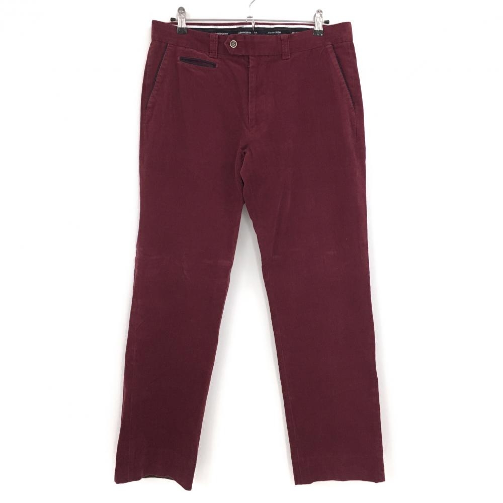 【美品】アシュワース コーデュロイパンツ ボルドー系 ストレッチ メンズ 88 ゴルフウェア ASHWORTH