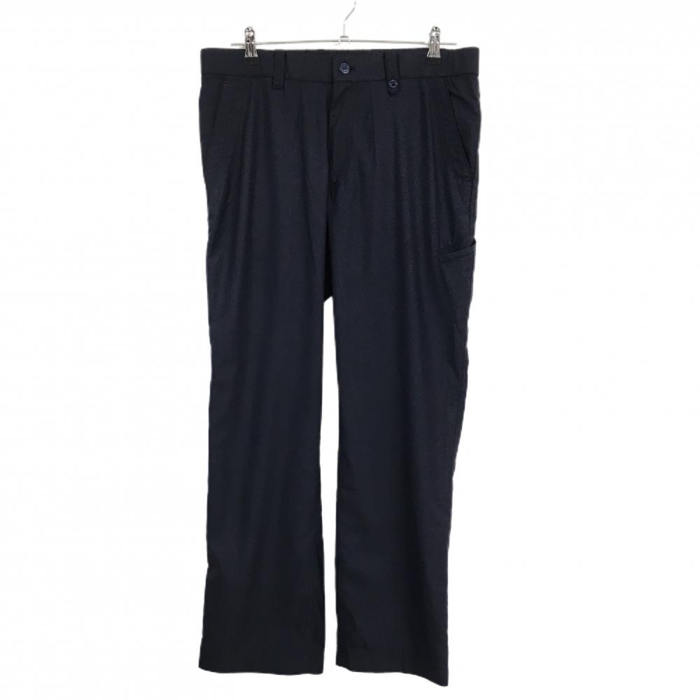 【美品】アダバット パンツ ダークネイビー 斜めストライプ 蓄熱裏地 後ろウエストゴム  メンズ 50(XL) ゴルフウェア adabat