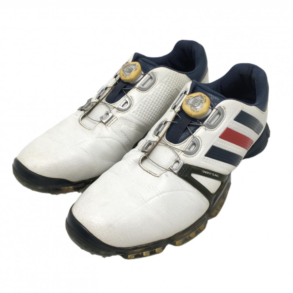 アディダス ゴルフシューズ 白×ネイビー パワーバンド F33389 ボア メンズ 28.0 ゴルフウェア adidas