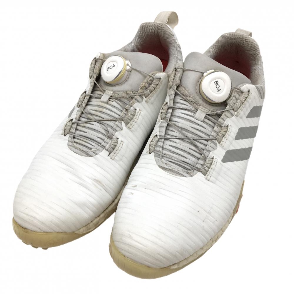 アディダス ゴルフシューズ 白×グレー コードカオス BOA FV2522  スパイクレス メンズ 25.5 ゴルフウェア adidas