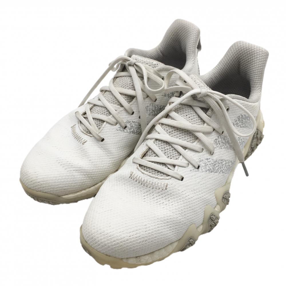 アディダス ゴルフシューズ 白×シルバー 3ライン コードカオス22 GX3932 スパイクレス メンズ 26.5 ゴルフウェア adidas