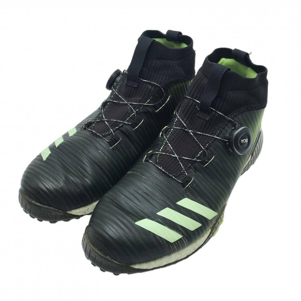 アディダス ゴルフシューズ 黒×ライトグリーン EE9105 コードカオス スパイクレス BOA ダイヤル式 メンズ 25.5 ゴルフウェア adidas