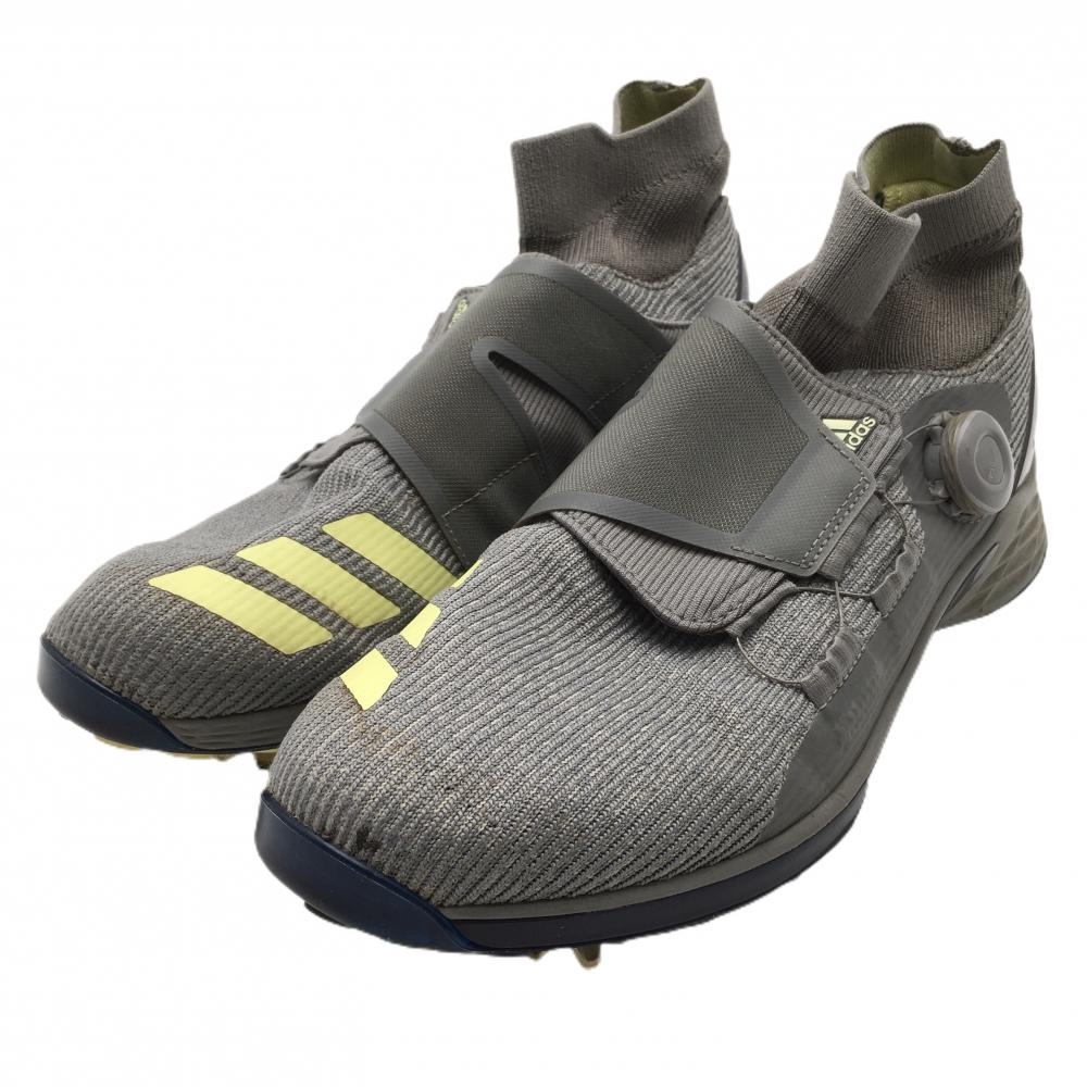 【美品】アディダス ゴルフシューズ グレー×イエロー ZG21モーションボア GZ5277 ダイヤル式  メンズ 27.0 ゴルフウェア adidas