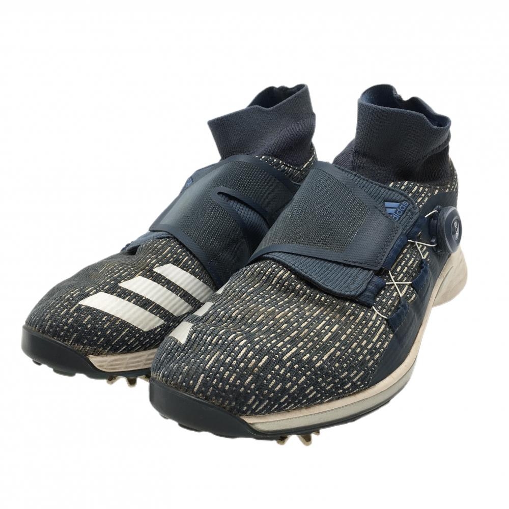 アディダス ゴルフシューズ ネイビー×シルバー H68593 ZG21 BOA ダイヤル式  メンズ 26.0 ゴルフウェア adidas