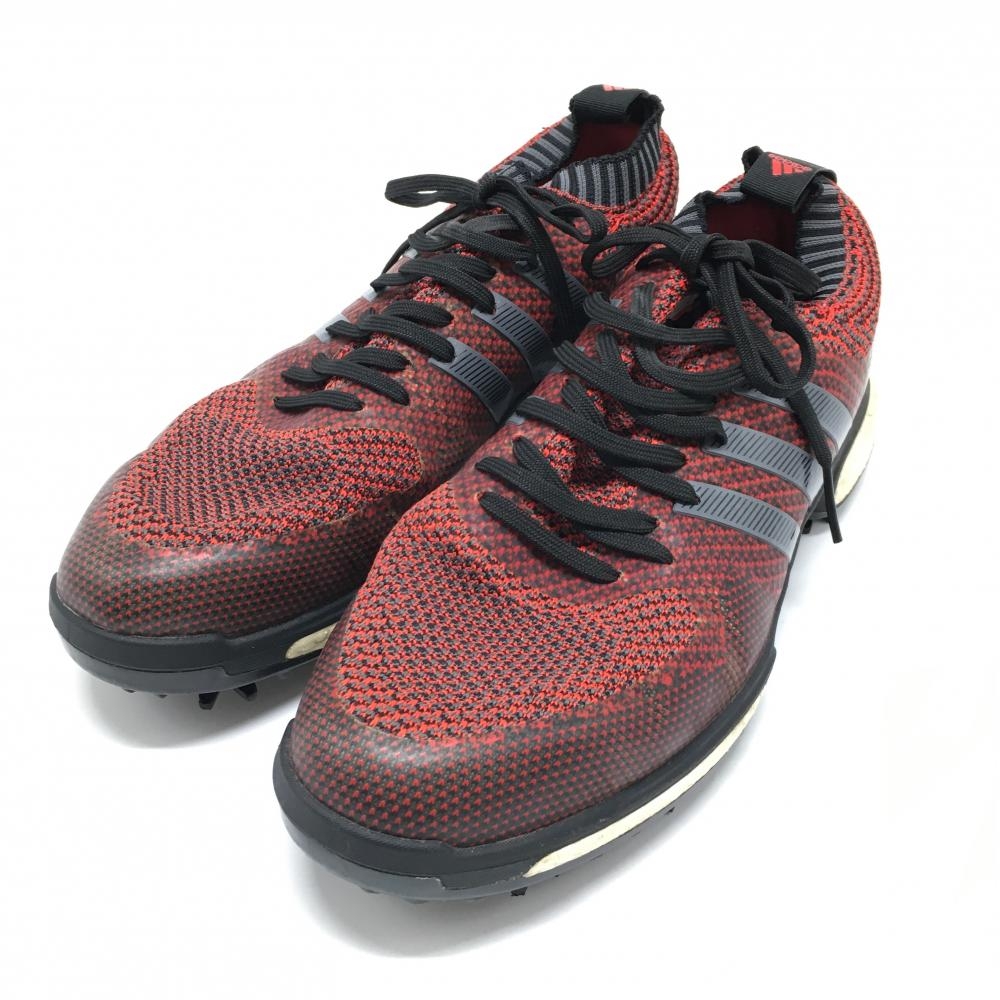 アディダス ゴルフシューズ レッド×グレー AC8275 ツアー360 ニット メンズ 27.5 ゴルフウェア adidas