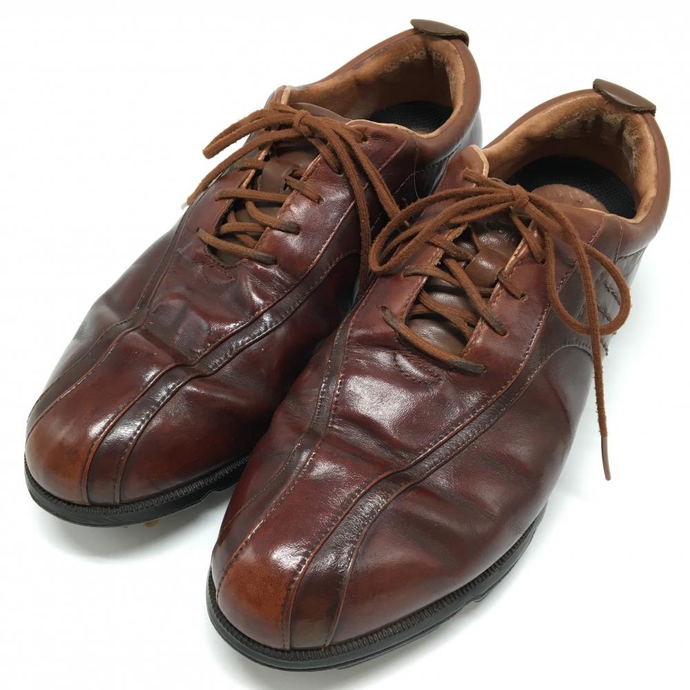 【美品】アディダス ゴルフシューズ ブラウン レザー 791003 メンズ 27.0 ゴルフウェア adidas
