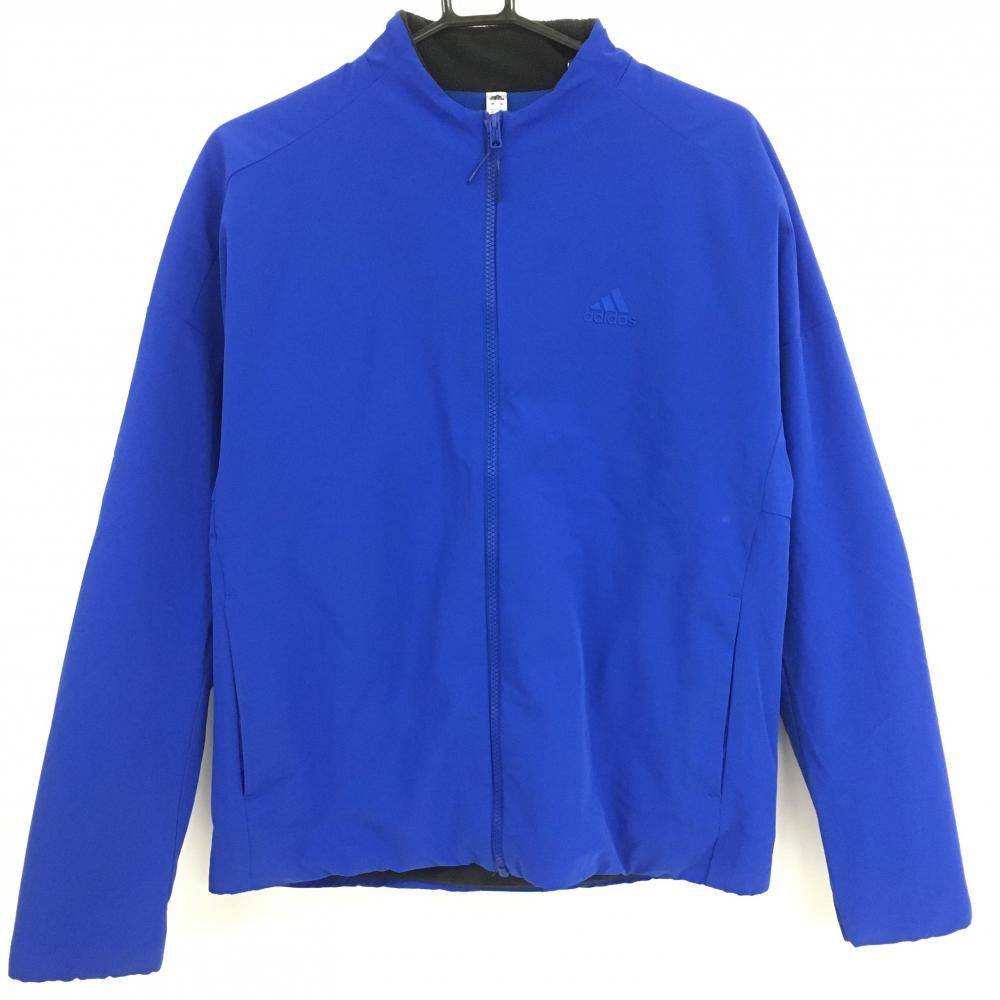 【美品】アディダス 中綿ジャケット ブルー 一部裏起毛 立体ロゴ  メンズ L ゴルフウェア adidas