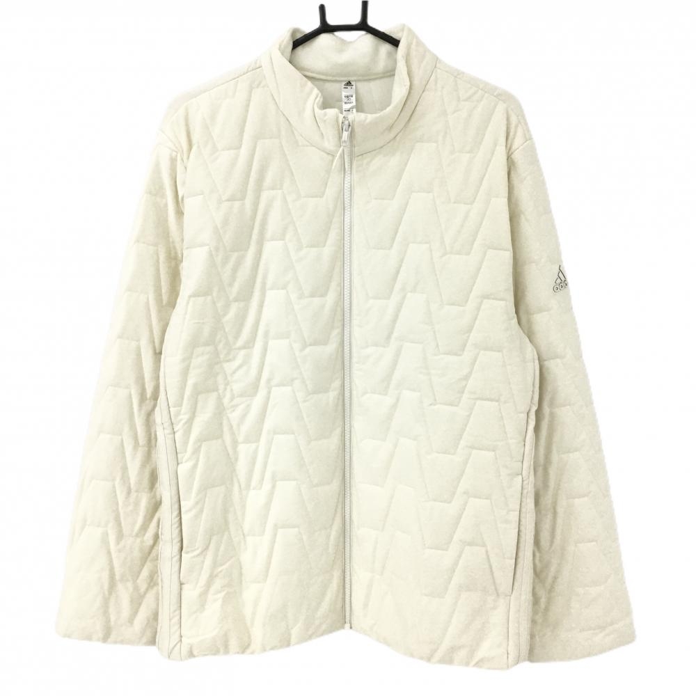 【超美品】アディダス 中綿ジャケット アイボリー キルティング風 ネック内側起毛  メンズ O ゴルフウェア adidas